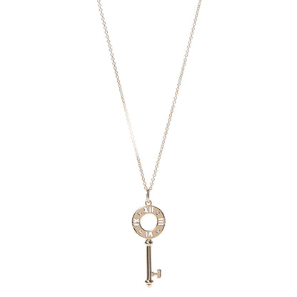 Tiffany 18K Rose Gold Diamond Atlas Pierced Key Pendant Necklace 1 of 6