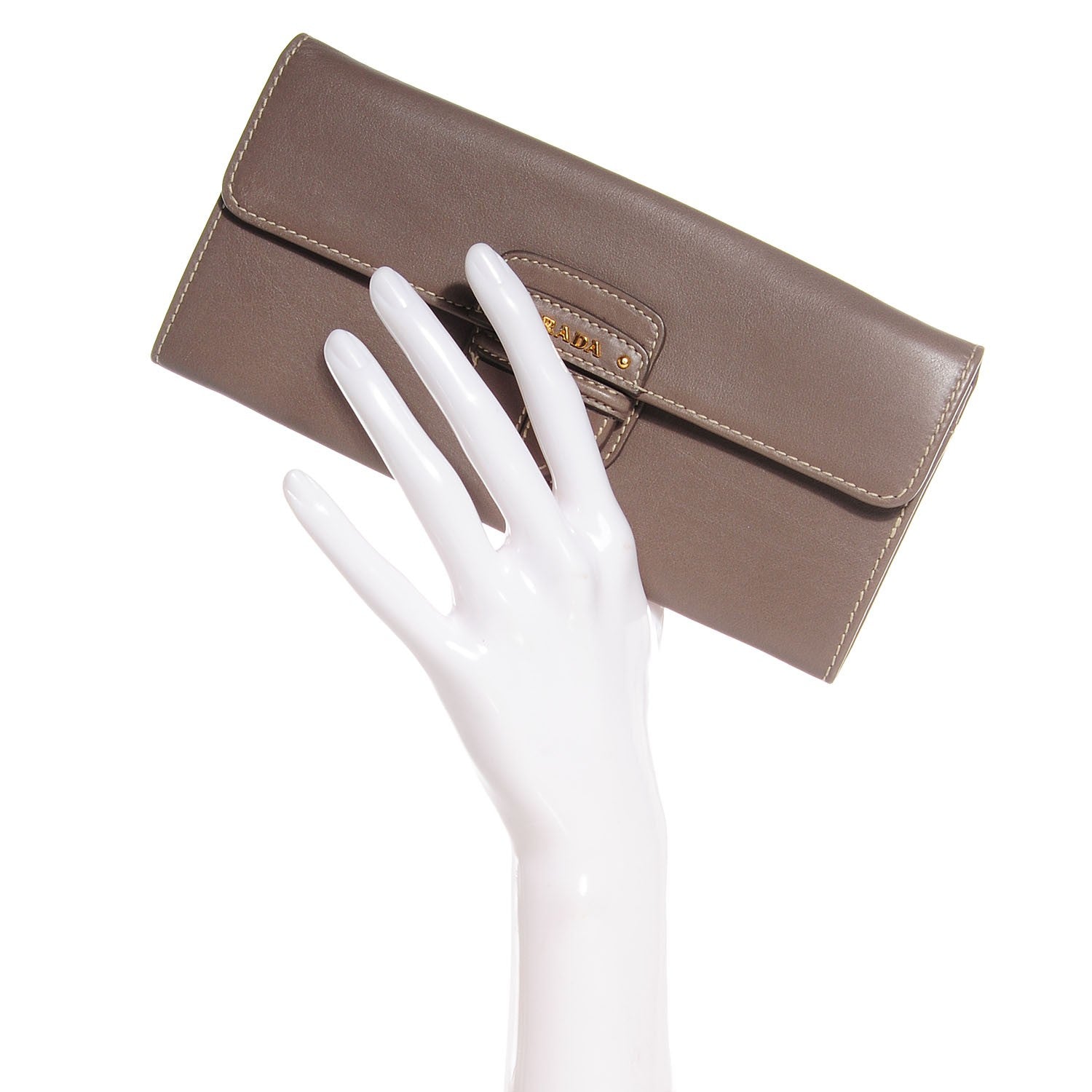 Prada City Calf Long Wallet Argilla 2 of 10