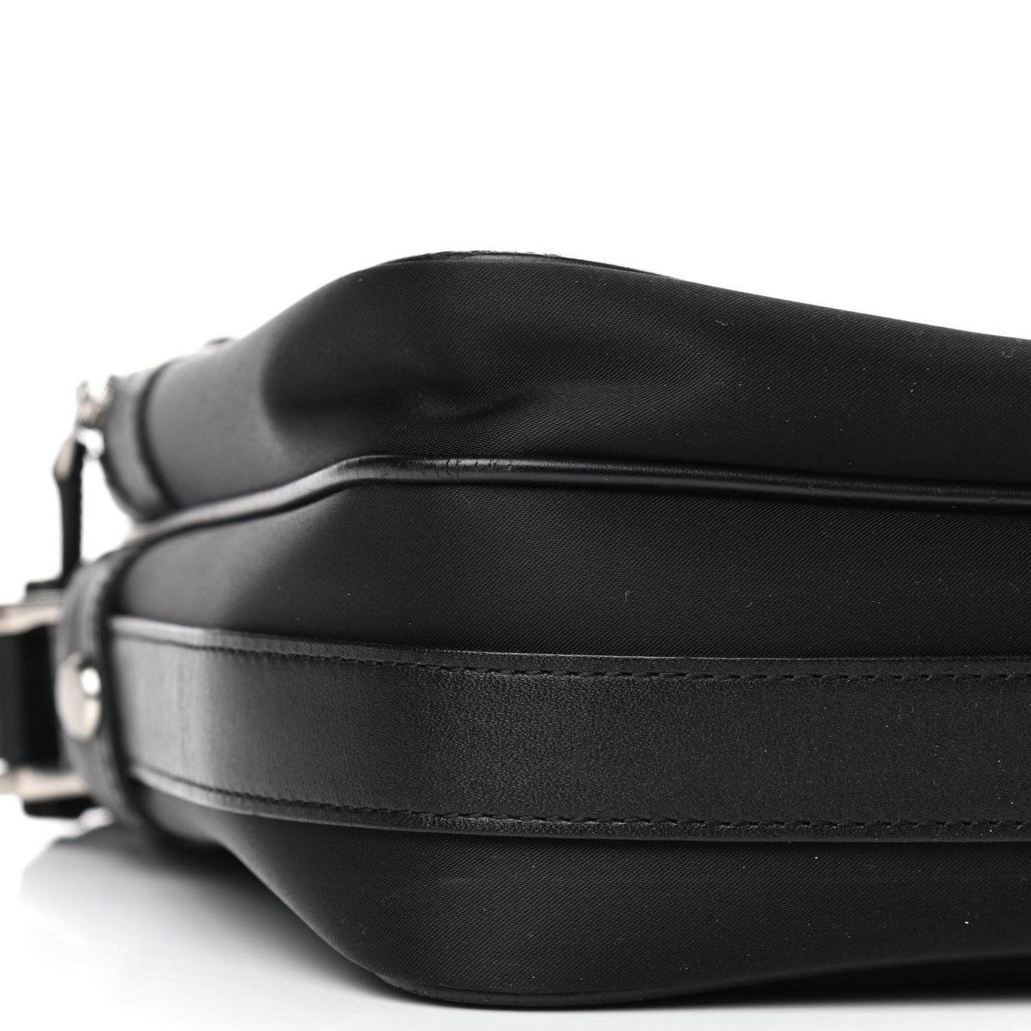 Nylon Zip Top Messenger Bag Black