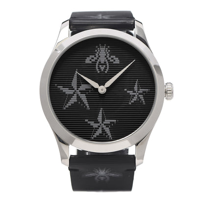 Gucci Stainless Steel Calfskin 38mm G-Timeless Bee Star Hologram Quartz Watch Black 1 of 6