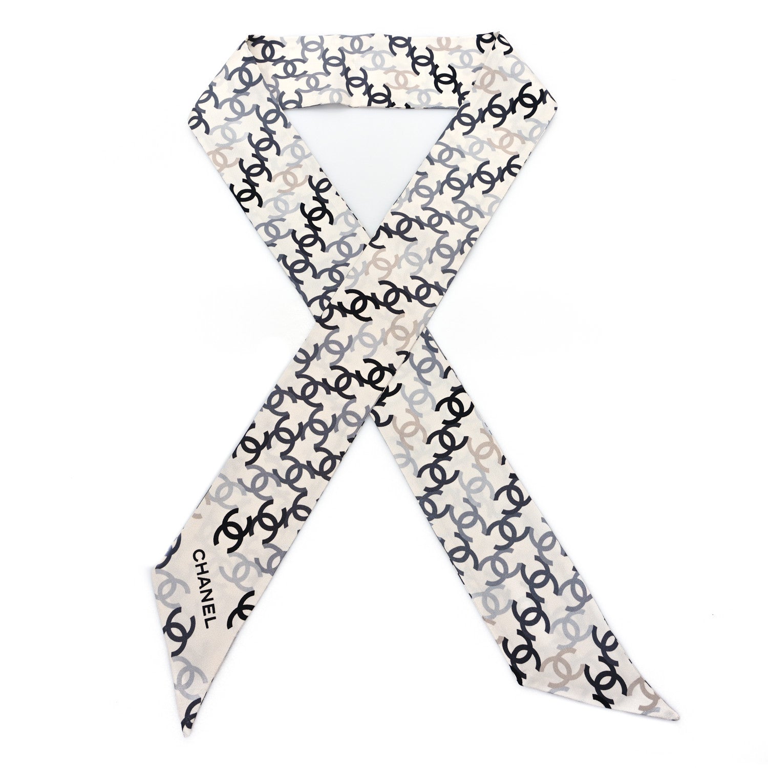 Chanel Silk CC Slim Bandeau Scarf Ecru Multicolor 1 of 3