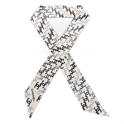 Chanel Silk CC Slim Bandeau Scarf Ecru Multicolor 1 of 3