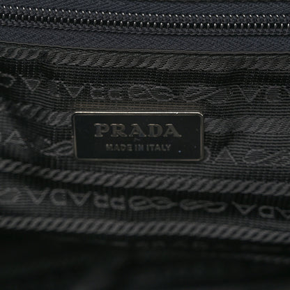 Prada Canvas Calfskin Duffle Beige Navy 5 of 9