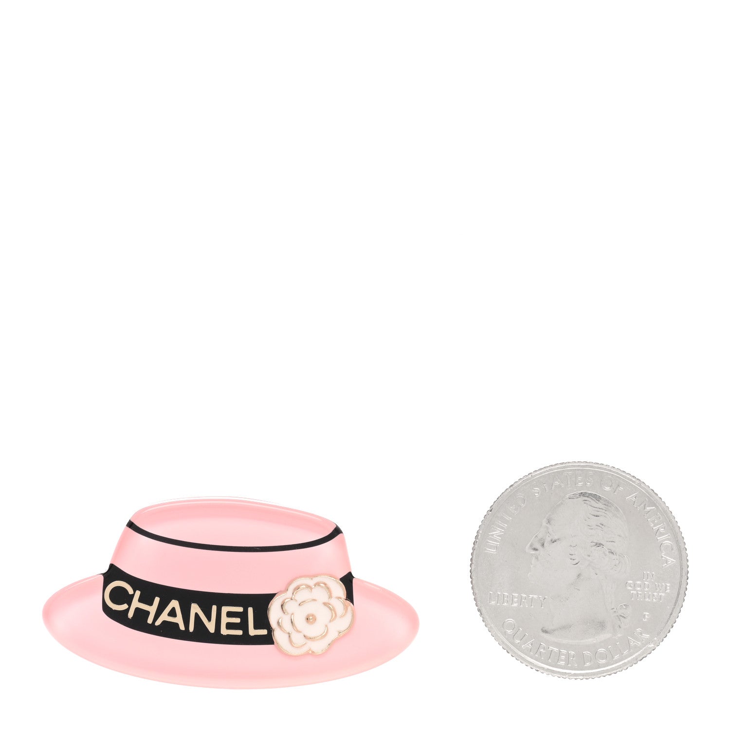 Chanel Resin Icon Manga Hat Brooch Pink White Gold 2 of 5
