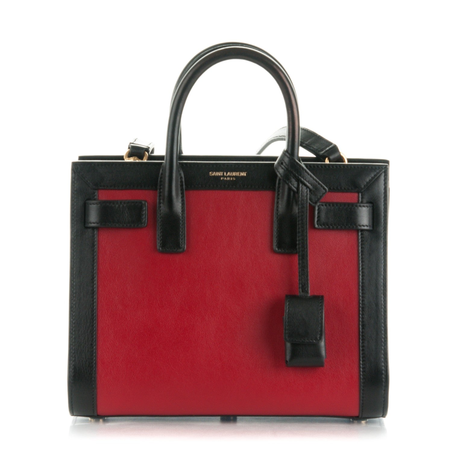 Saint Laurent Calfskin Bi-Color Nano Sac De Jour Red Black 1 of 7