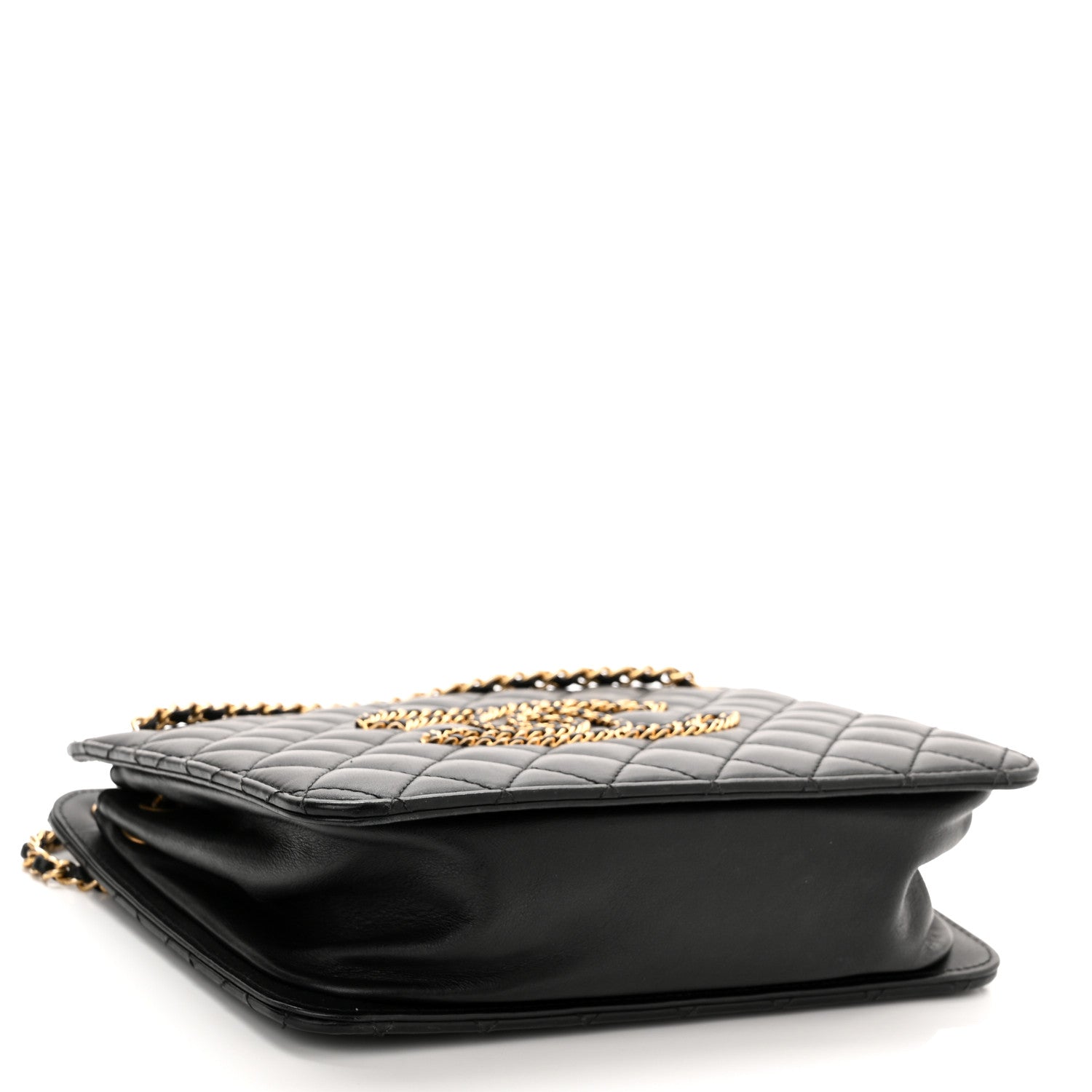 Chanel Calfskin Quilted CC Chain Accordion Tote Black 4 of 12