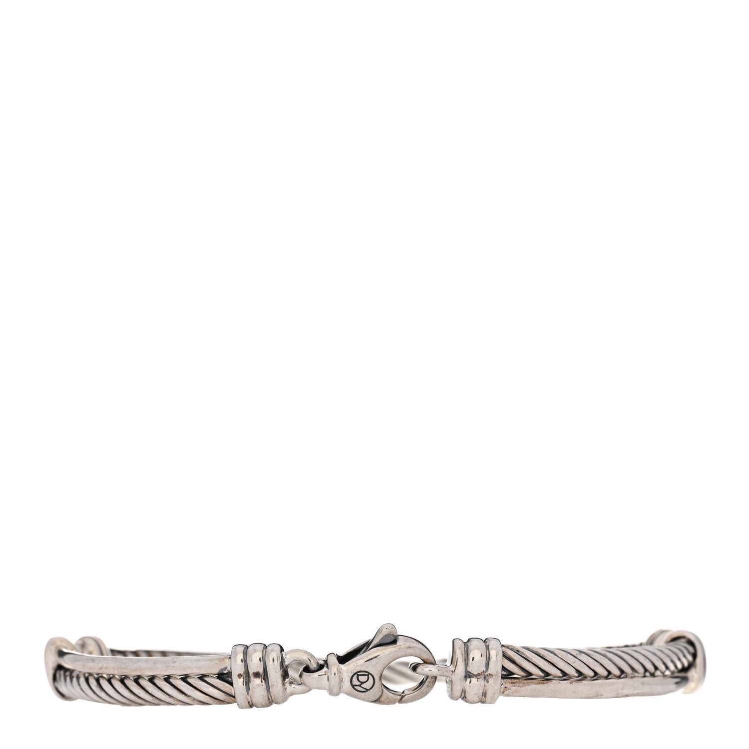 David Yurman Sterling Silver Diamond 3mm Crossover Bracelet 2 of 3