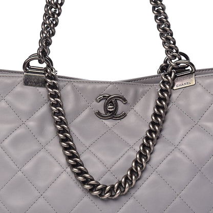 Chanel Calfskin Quilted Large Shopping In Chains Tote Light Grey 15 of 15