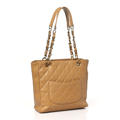 Chanel Caviar Quilted Petit Shopping Tote PST Dark Beige 3 of 14