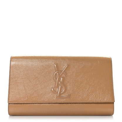 Saint Laurent Textured Patent Calfskin Monogram Large Belle De Jour Clutch Nude 1 of 9