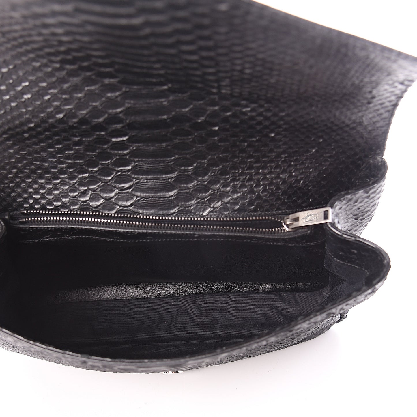 Snake Calfskin Embossed Monogram Large College Satchel Black