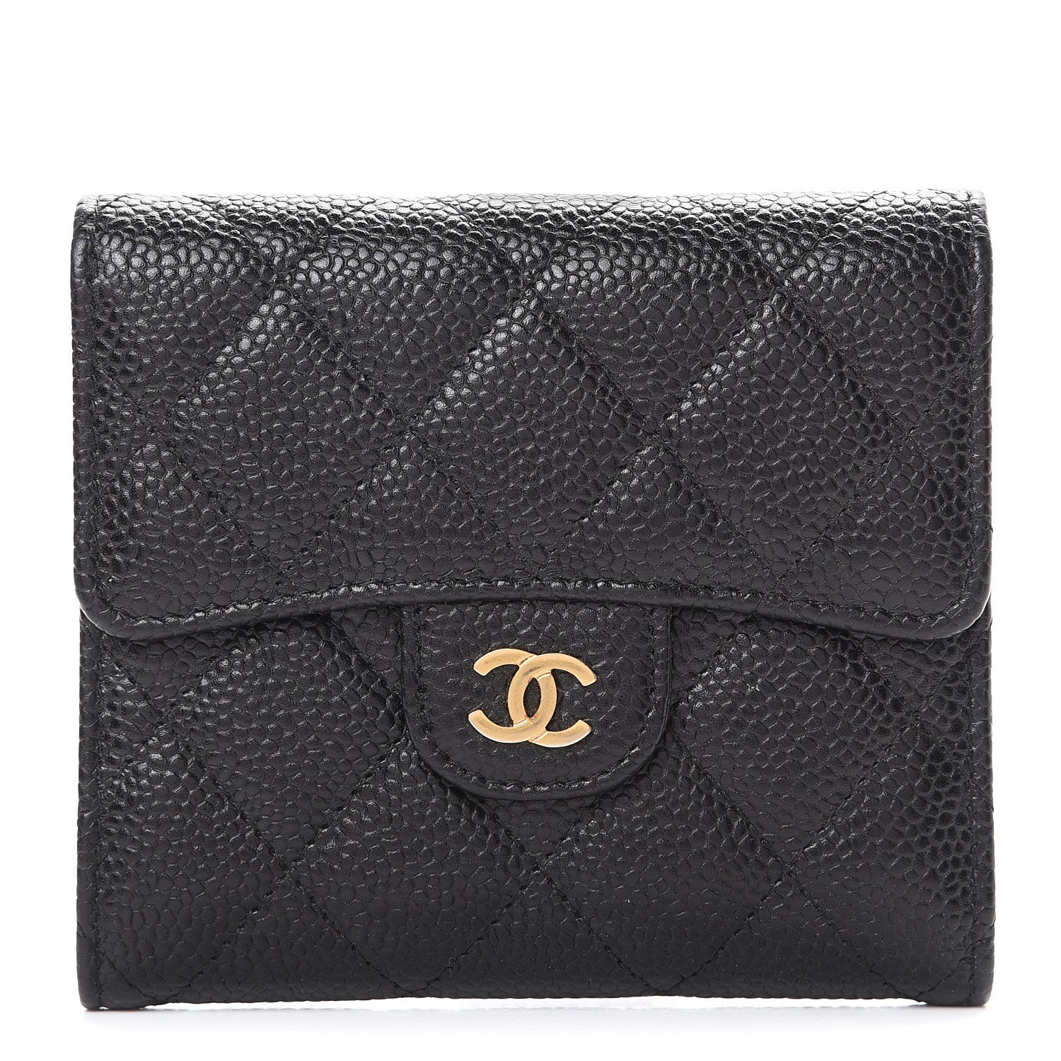 Chanel Caviar Quilted Compact Flap Wallet Black 1 of 9