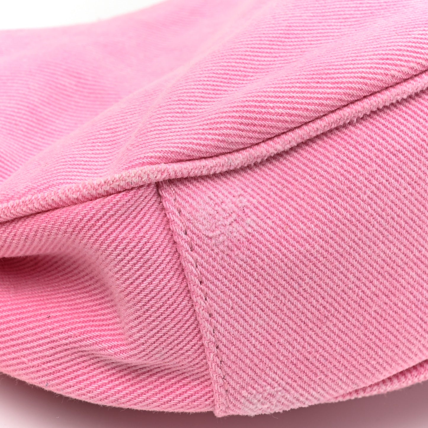 Washed Frayed Denim Crystal Le Cagole Shoulder Bag XS Denim Pink