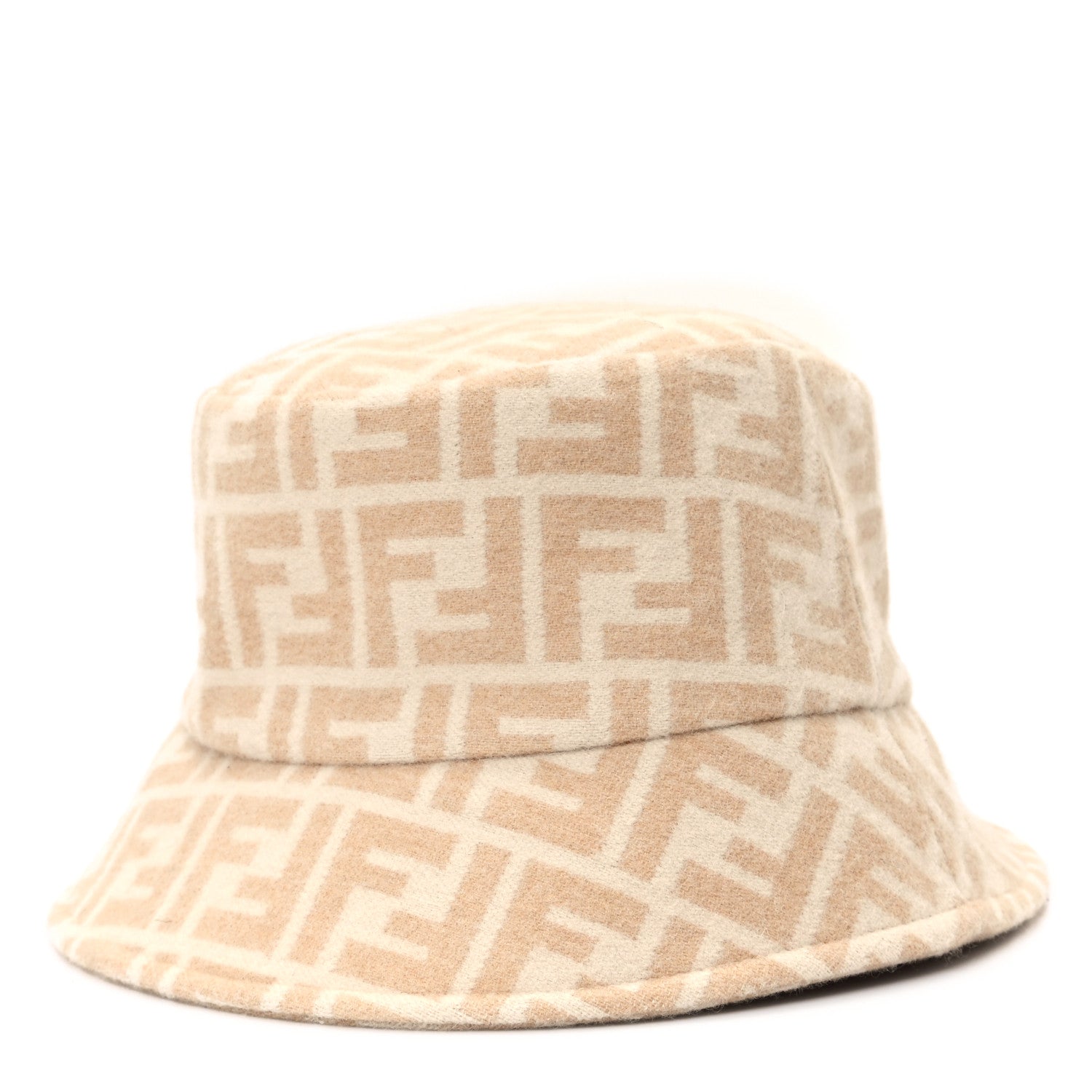 Fendi Wool Silk FF Bucket Hat M Beige 1 of 8