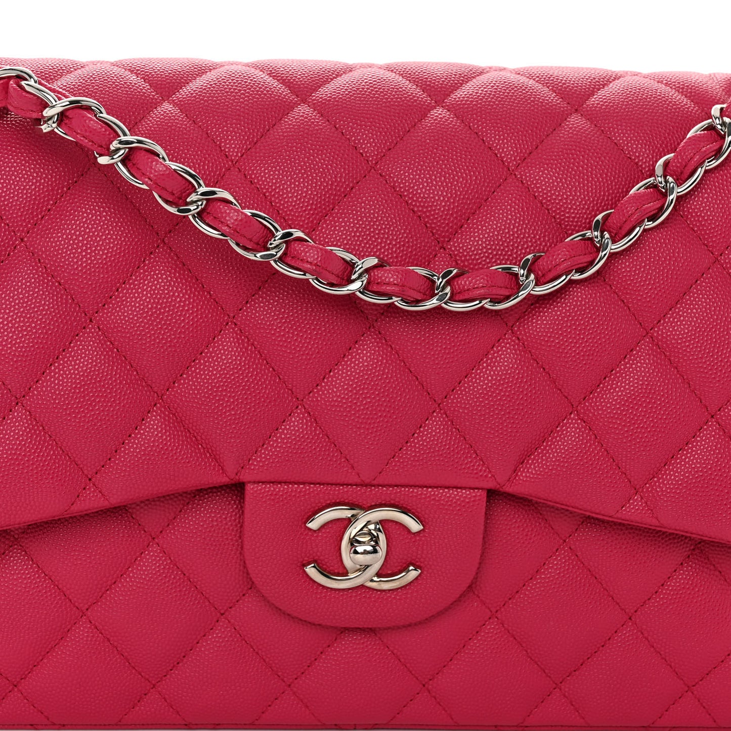 Caviar Quilted Jumbo Double Flap Dark Pink