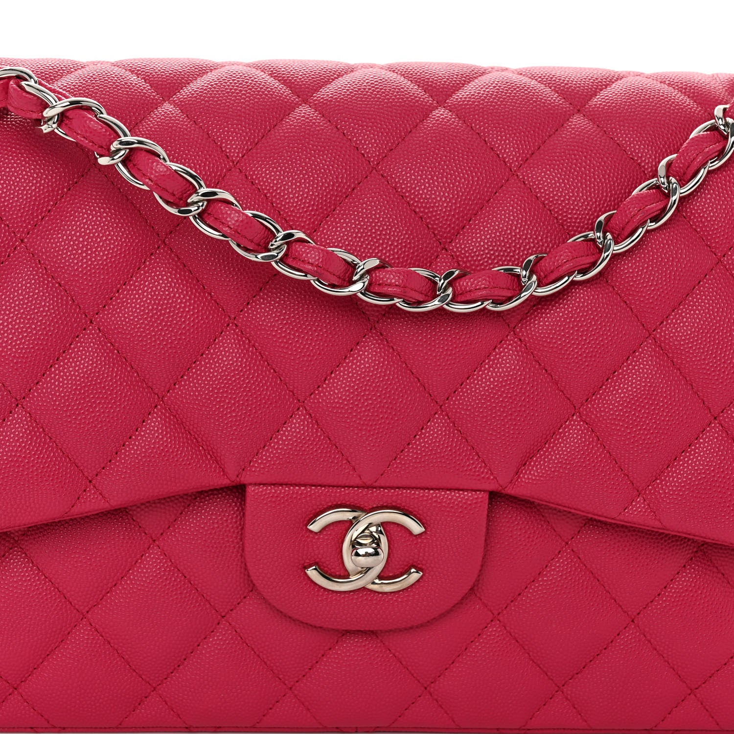 Chanel Caviar Quilted Jumbo Double Flap Dark Pink 8 of 10