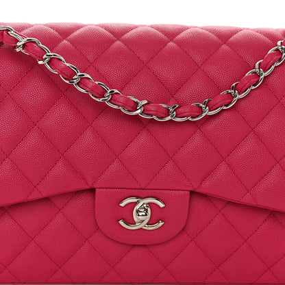 Chanel Caviar Quilted Jumbo Double Flap Dark Pink 8 of 10