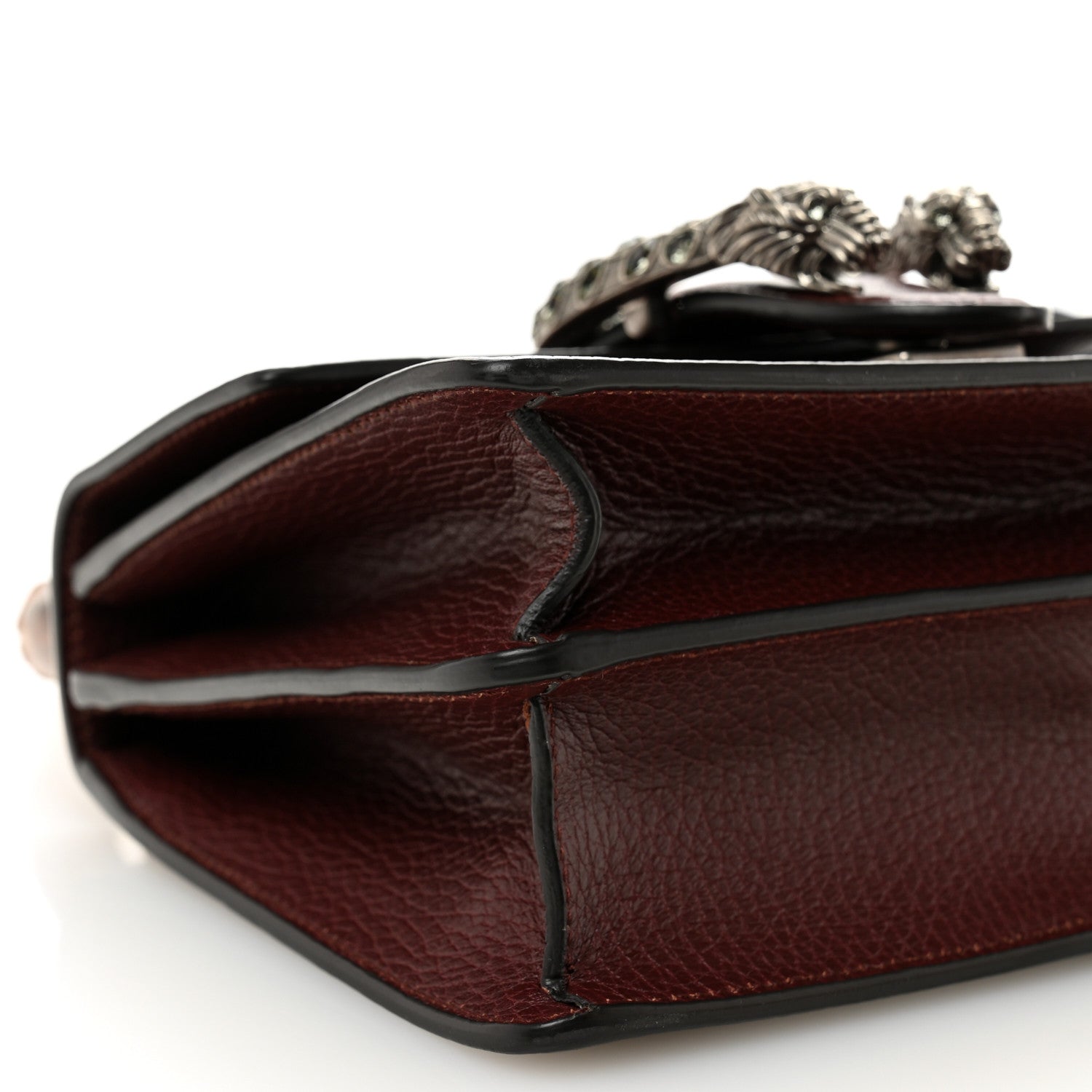 Gucci Dollar Calfskin Crystal Web Mini Dionysus Bamboo Top Handle Bag Vintage Bordeaux Black Diamond 9 of 12