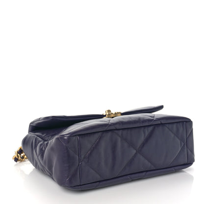 Chanel Goatskin Quilted Large Chanel 19 Flap Navy Blue 4 of 9