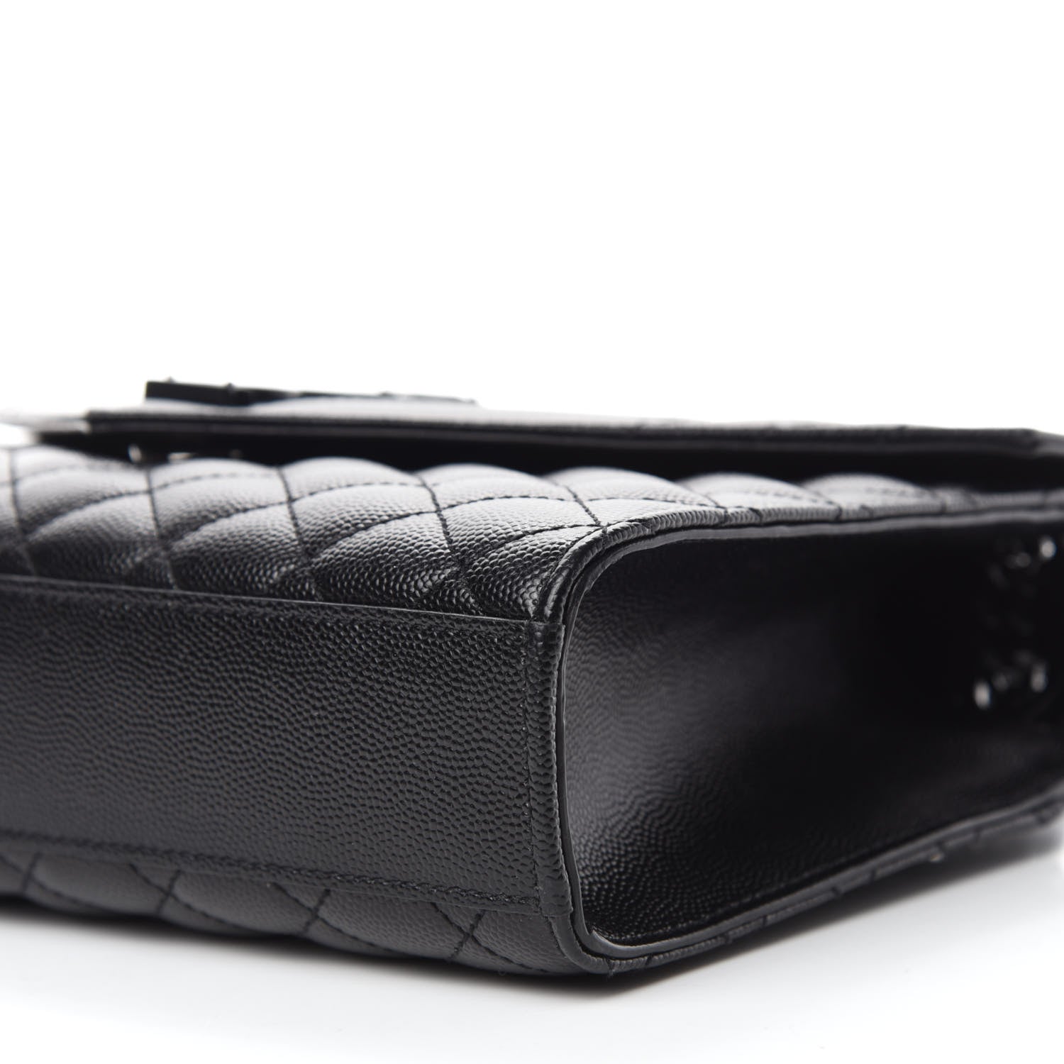 Saint Laurent Grain De Poudre Textured Mixed Matelasse Triquilt Medium Monogram Satchel Black 7 of 11