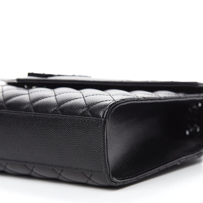 Saint Laurent Grain De Poudre Textured Mixed Matelasse Triquilt Medium Monogram Satchel Black 7 of 11