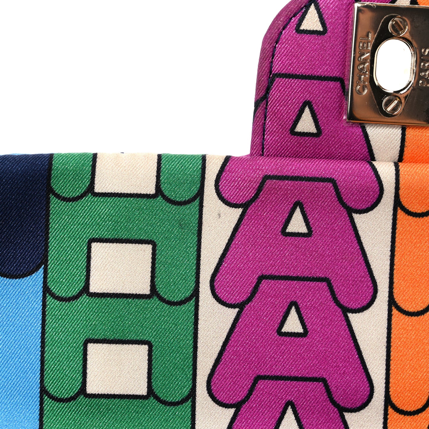 Printed Fabric Quilted Logo Single Flap Bag Multicolor