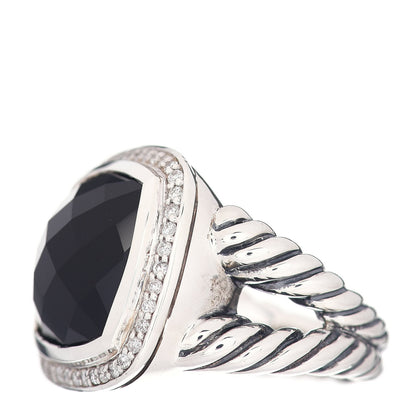 David Yurman Sterling Silver Diamond Black Onyx 14mm Albion Ring 55 7.25 3 of 5