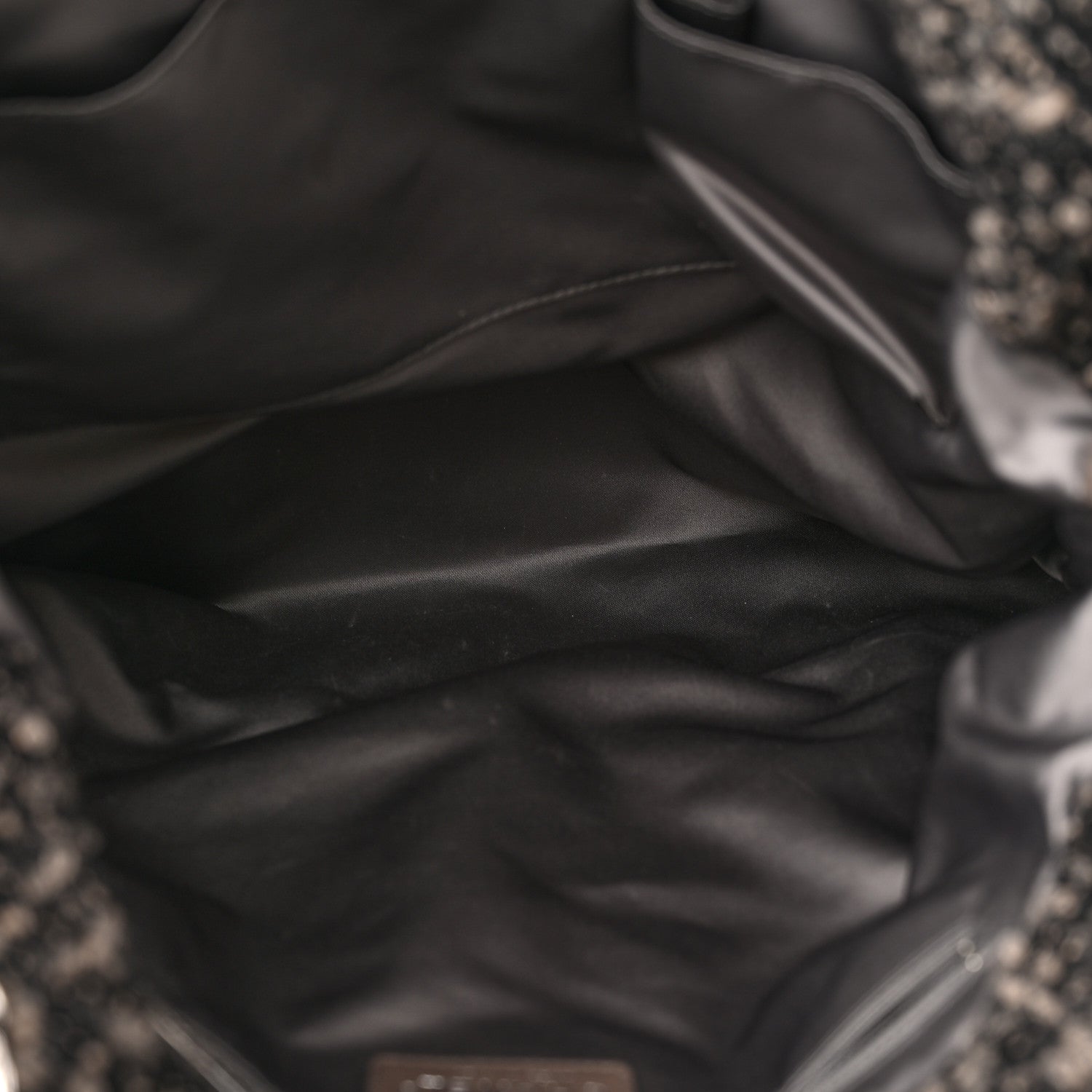 Chanel Tweed Lambskin Drawstring Tweedy Tote Brown 5 of 9