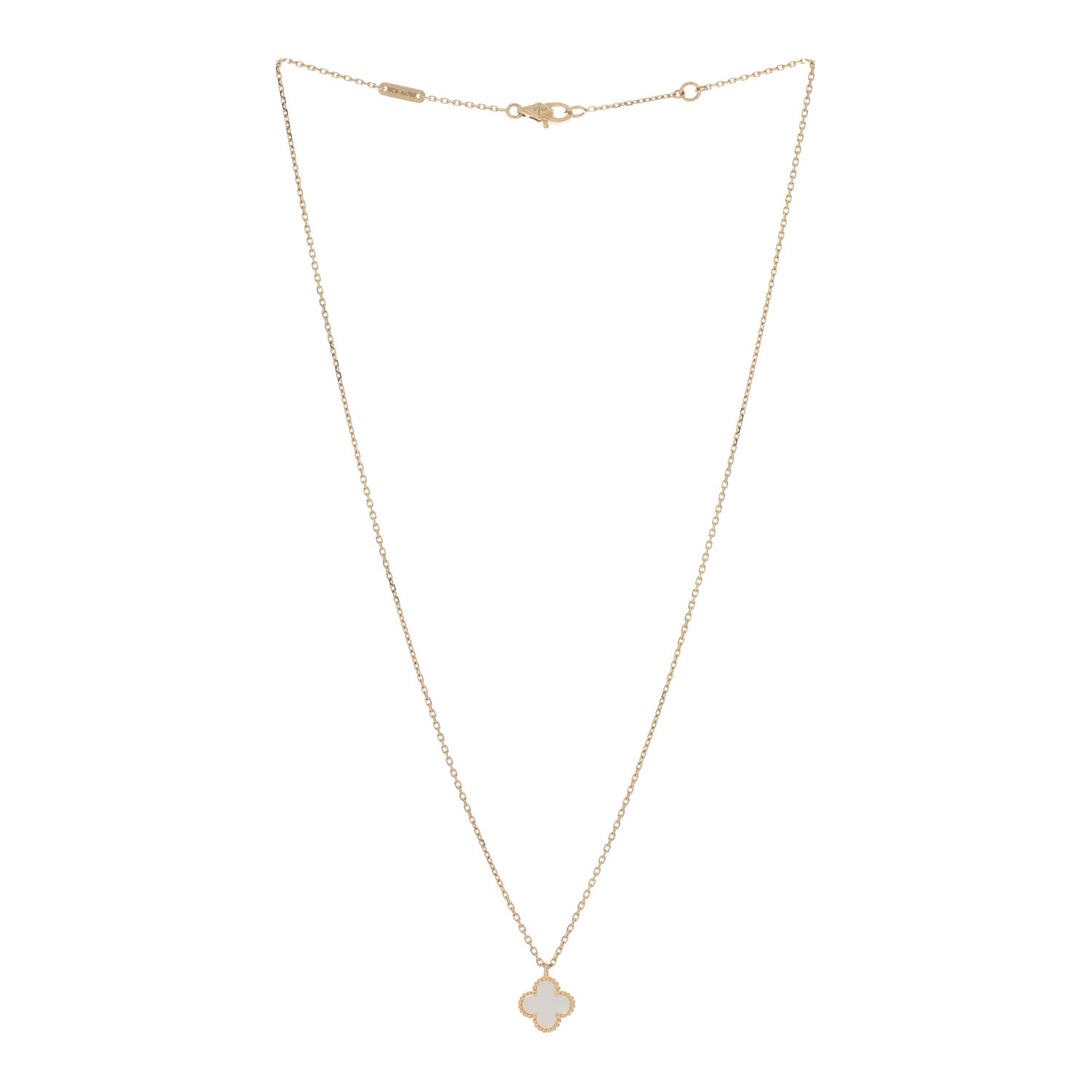 Van Cleef & Arpels 18K Yellow Gold Mother of Pearl Sweet Alhambra Pendant Necklace 3 of 5