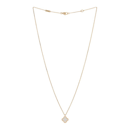 Van Cleef & Arpels 18K Yellow Gold Mother of Pearl Sweet Alhambra Pendant Necklace 3 of 5