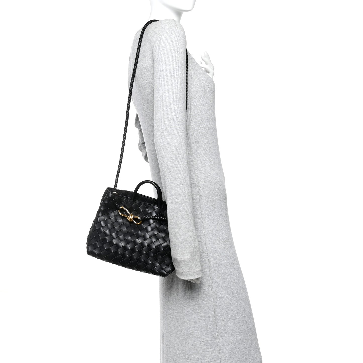 Nappa Intrecciato Small Andiamo Shoulder Bag Black