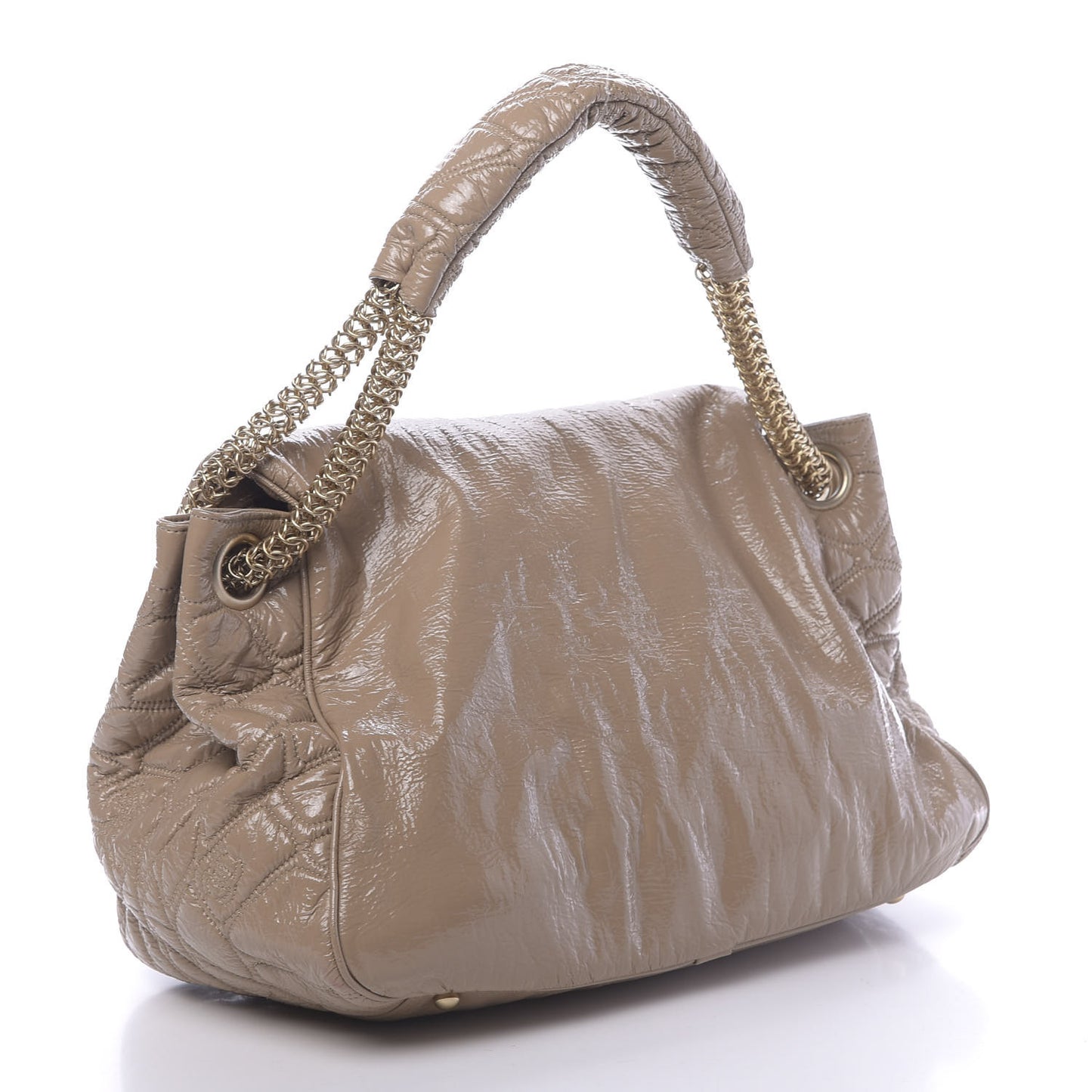 Vinyl Rodeo Accordion Flap Bag Beige