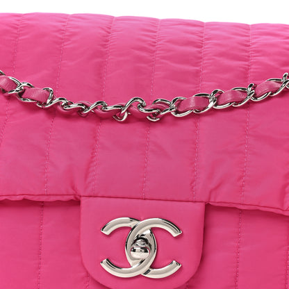 Chanel Nylon Vertical Quilted Jumbo Flap Pink 9 of 11