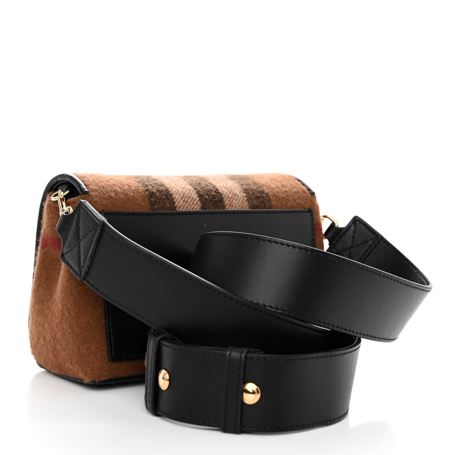 Burberry Cashmere Hackberry Check Note Medium Crossbody Bag Brown 3 of 9
