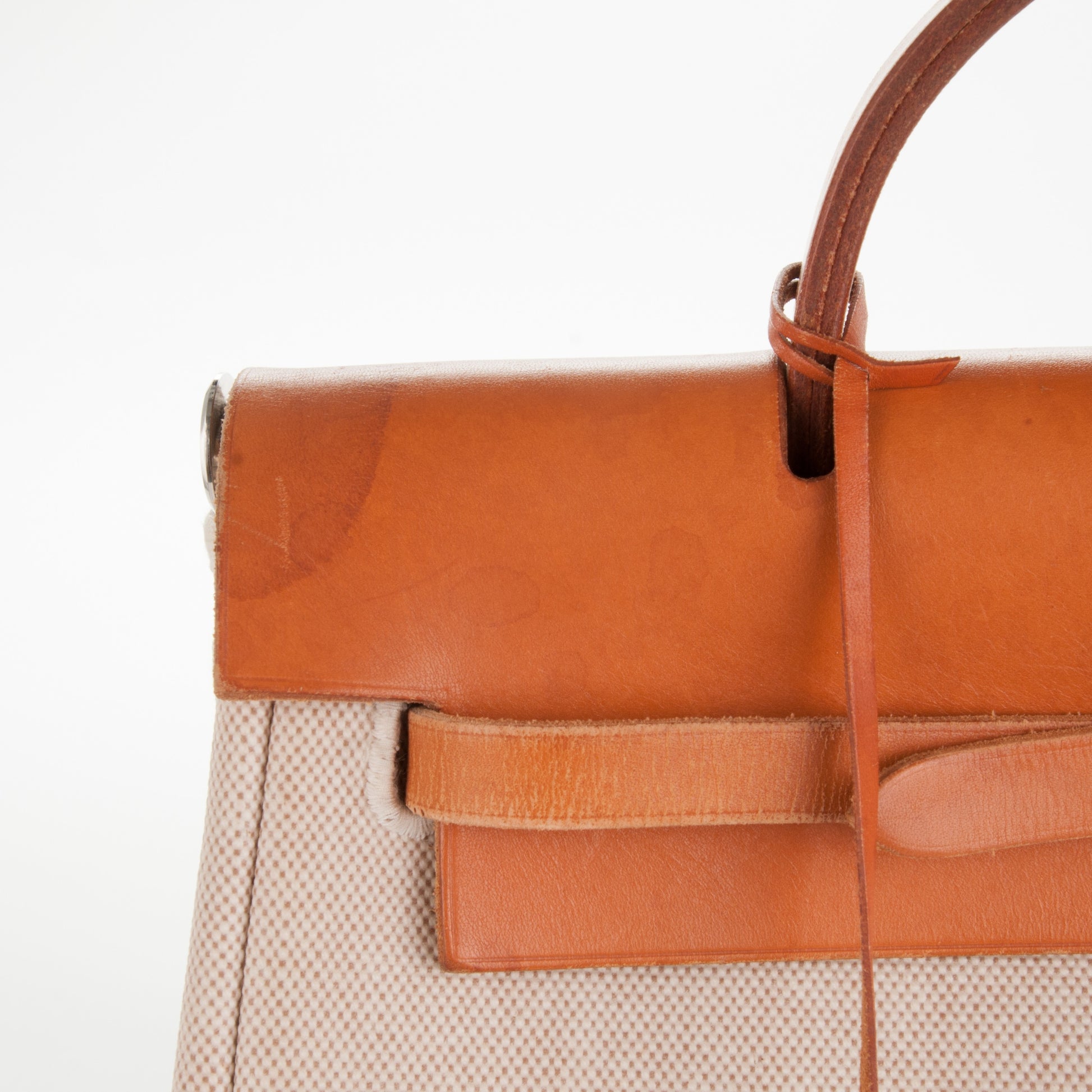 Hermes Toile Vache Calfskin Herbag 30 PM Backpack Natural 14 of 15