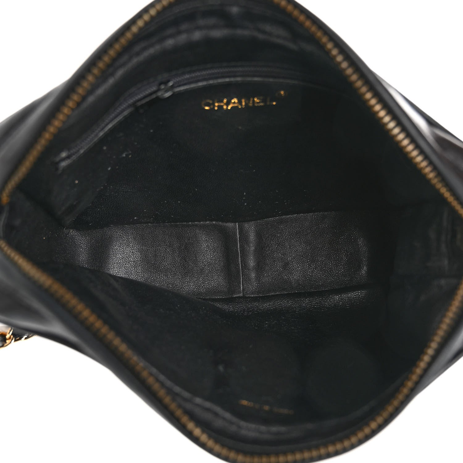 Chanel Lambskin Chevron Quilted Tassel Camera Case Black 5 of 9