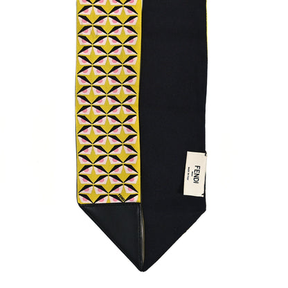 Fendi Silk Monster Eye Print Bandeau Scarf Yellow Black Multicolor 4 of 4