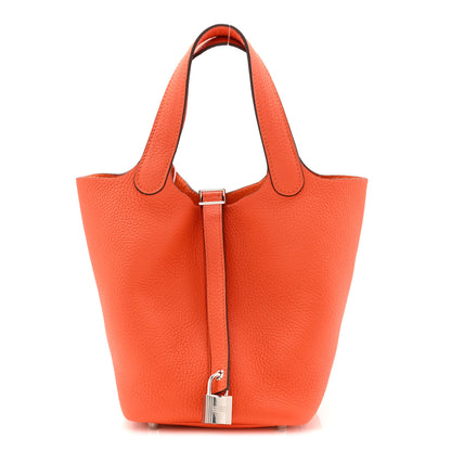 Hermes Taurillon Clemence Picotin Lock 18 PM Tangerine 1 of 11