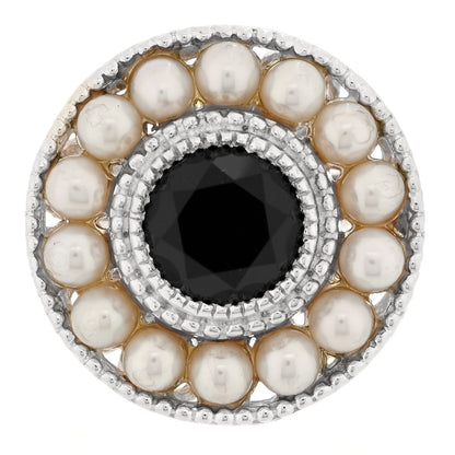 Tiffany Sterling Silver Black Onyx Freshwater Cultured Pearl Ziegfeld Ring 51 5.75 1 of 5