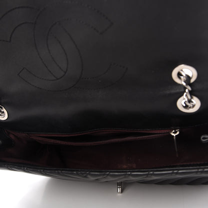 Chanel Lambskin Chevron Quilted Double Stitch Jumbo Single Flap Black 5 of 10