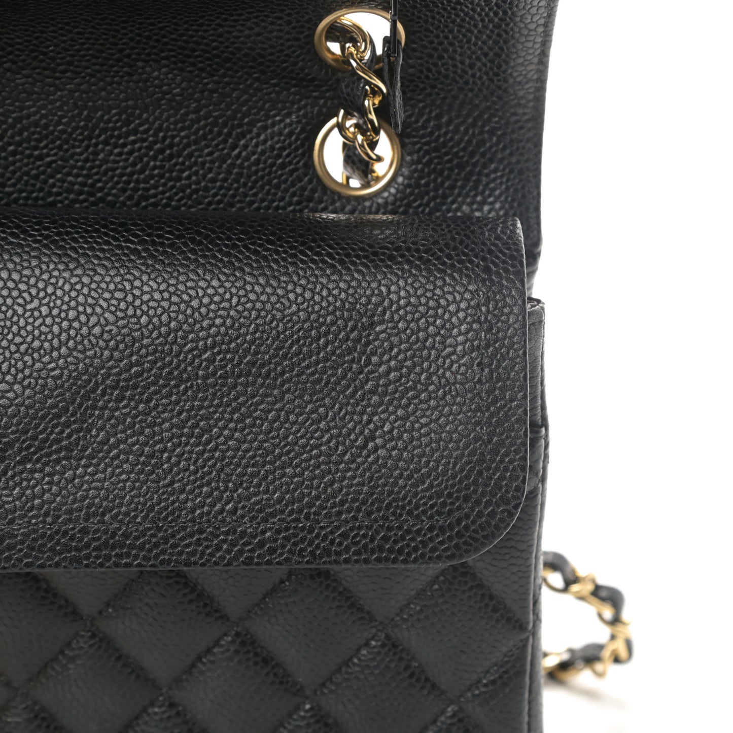 Caviar Quilted Medium Double Flap Black