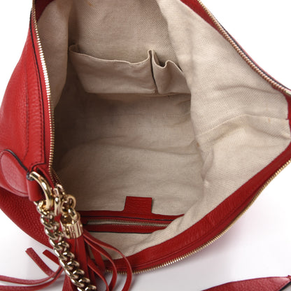 Gucci Pebbled Calfskin Medium Soho Chain Hobo Red 5 of 11
