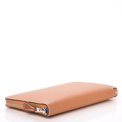 Hermes Epsom Silk'In Wallet Toffee Mykonos Bleu Ciel 4 of 8
