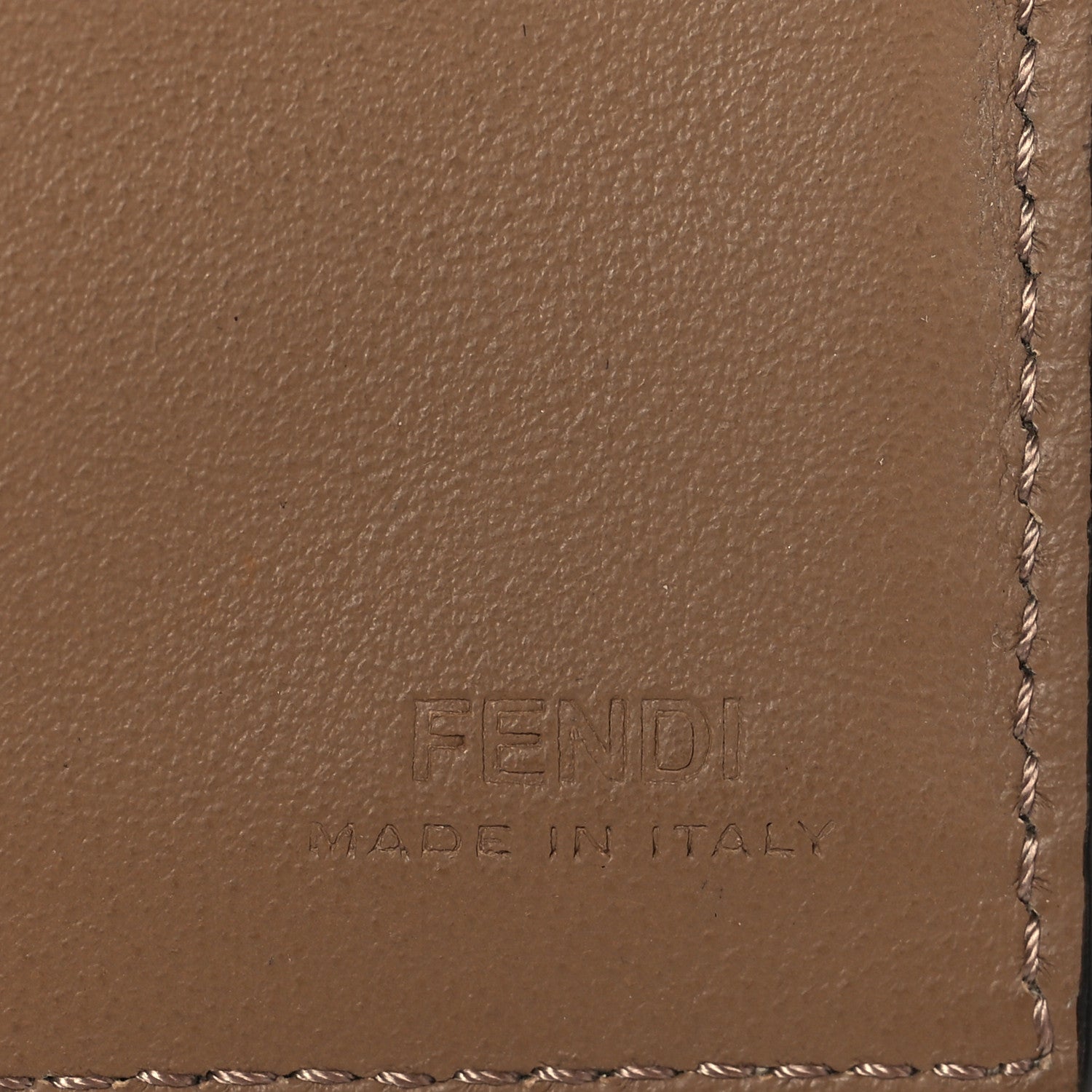 Fendi Vitello Grace FF Embossed Striped Bi-Fold Wallet Latte Sand Giallo Fendi 6 of 8