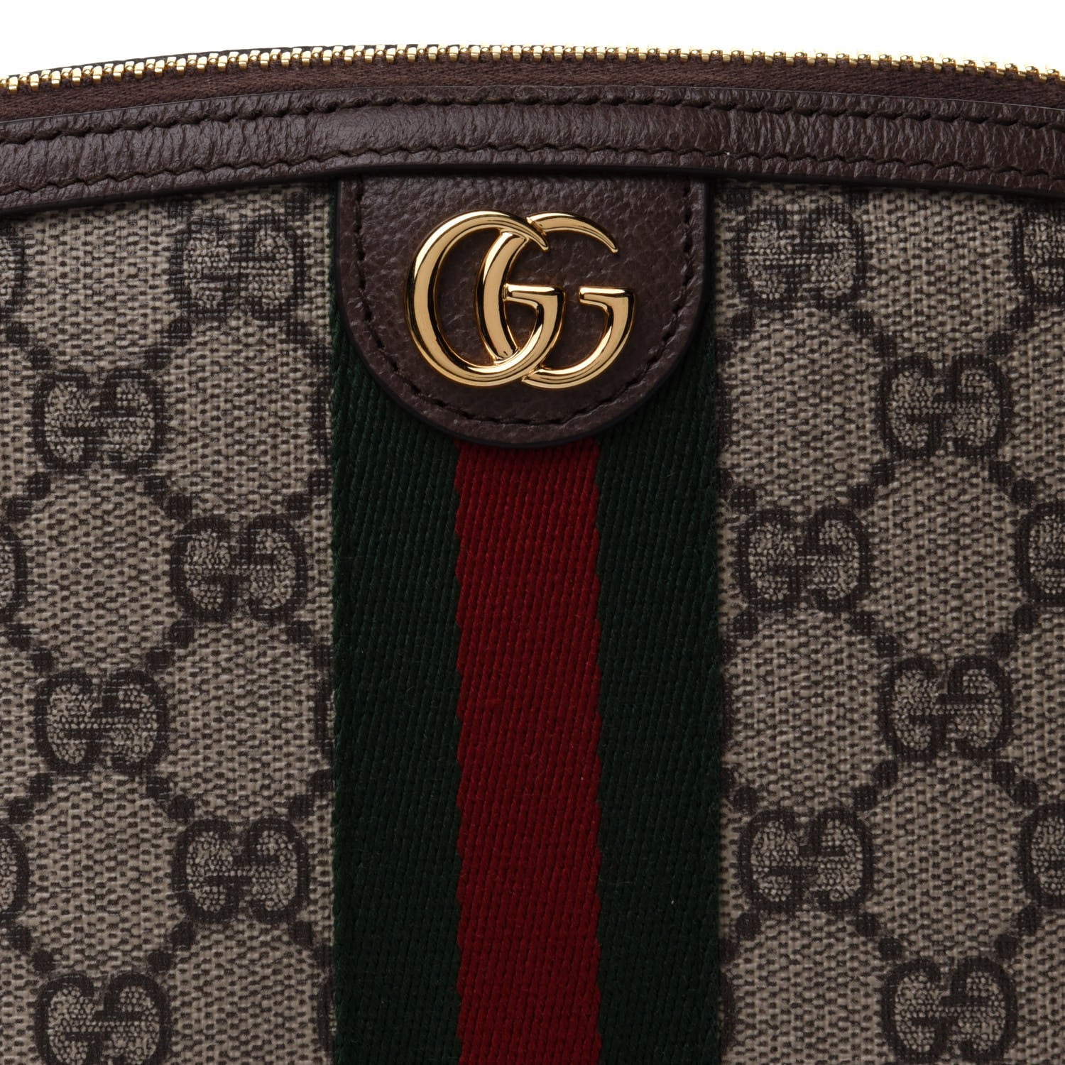 Gucci GG Supreme Monogram Textured Calfskin Web Large Ophidia Cosmetic Case Beige Ebony New Acero 8 of 10