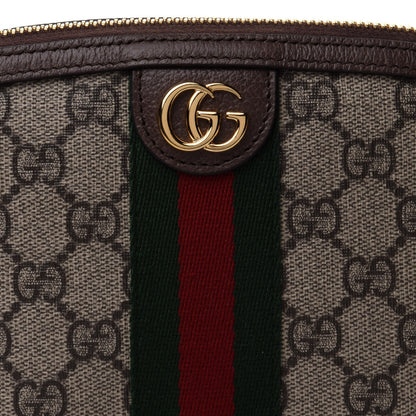 Gucci GG Supreme Monogram Textured Calfskin Web Large Ophidia Cosmetic Case Beige Ebony New Acero 8 of 10