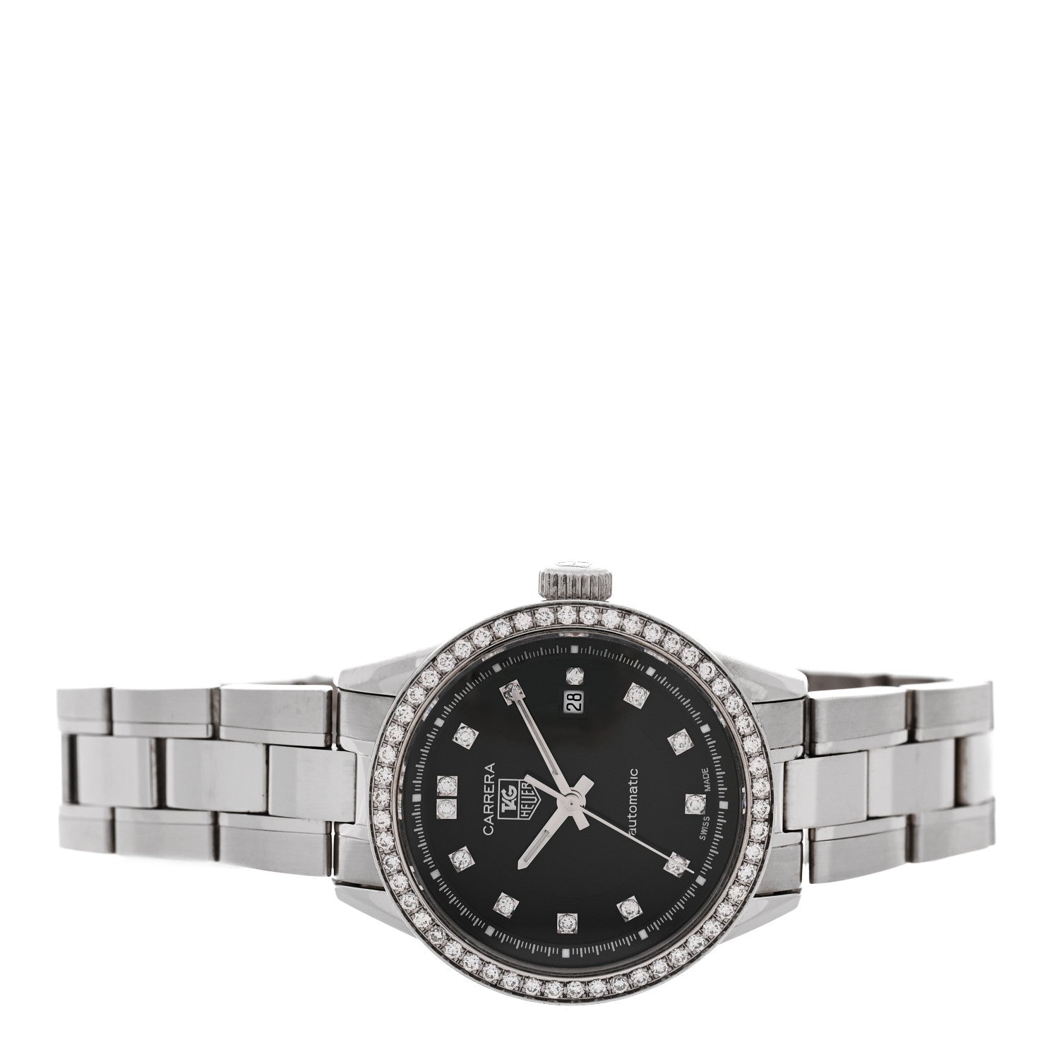 Tag Heuer Stainless Steel Diamond 27mm Carrera Lady Automatic Watch Black WV2412 2 of 4