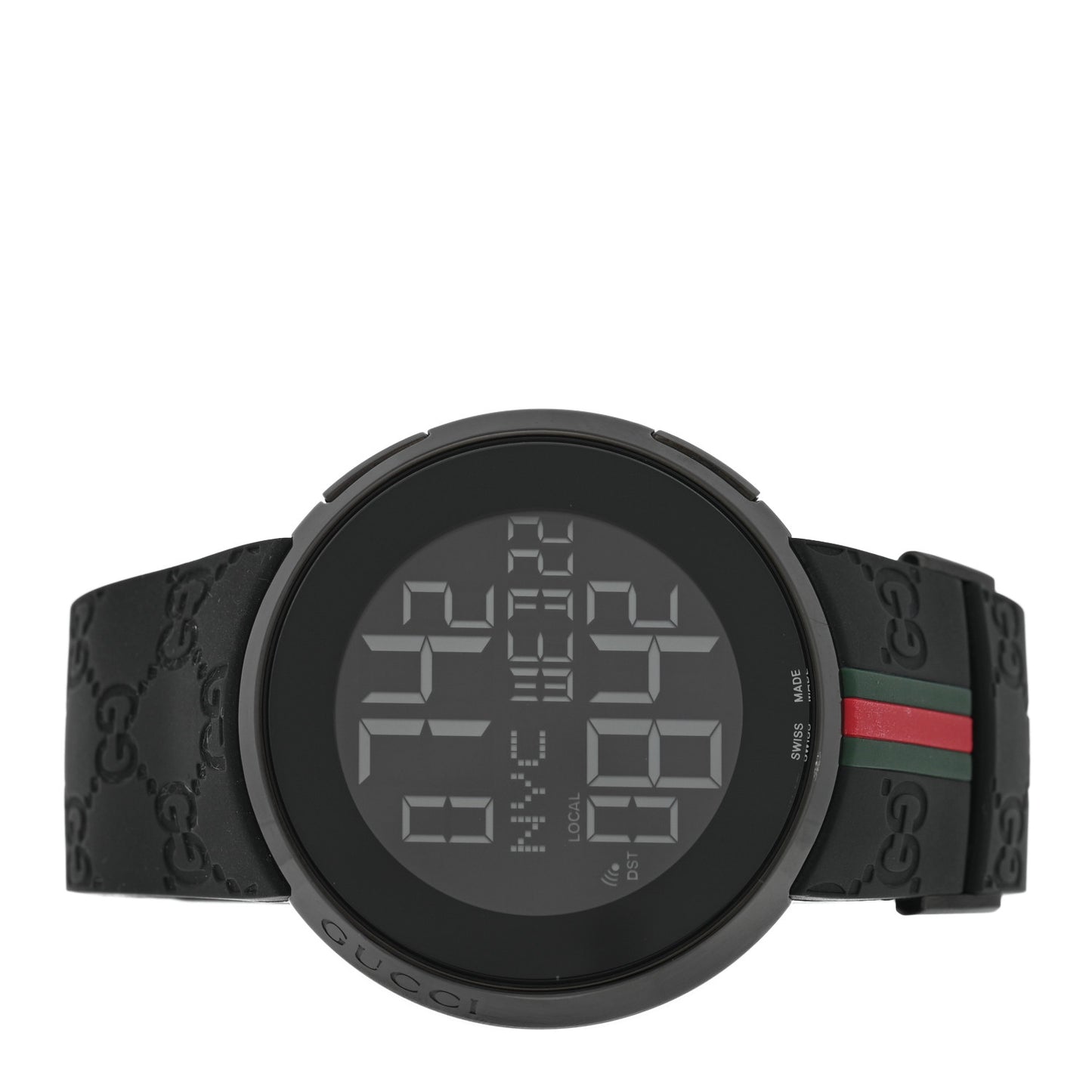 Stainless Steel Rubber 45mm Digital I-Gucci Web Watch Black