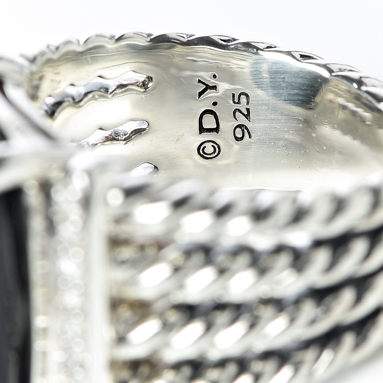 David Yurman Sterling Silver Diamond Black Onyx 16mm Wheaton Ring 52 6 5 of 5