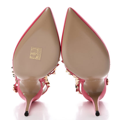 Valentino Garavani Pebbled Calfskin Rockstud Ankle Strap Pumps 36 Raspberry 5 of 7